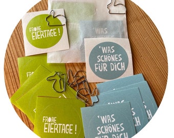 kleine sets zum verschenken oder selbst behalten… büroklammer und sticker / kleines geschenk mitgebsel / mitbringsel / ostern peace love