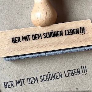 gutschein verschenken ?! wellness geschenke verpacken ? geburtstagsgeschenk: HER mit dem SCHÖNEN LEBEN ! holzstempel in aineolleoile typo