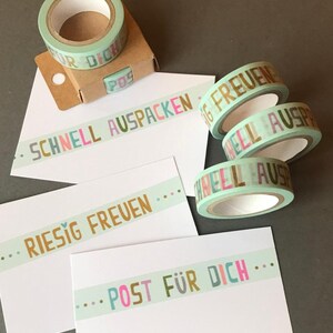 im set !! 8 handbestempelte anhänger + 1 rolle washitape, für schönste verpackungen - handmade - geschenkverpackung - geschenk für dich
