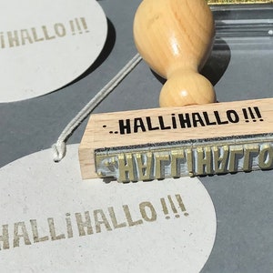 HALLIHALLO !! holzstempel für briefumschläge, päckchen, überraschungspost !! schöne grüsse /herzlich willkommen / stempel