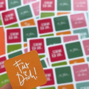 frühlings-farben ! neue sticker im set: ‚schenk ich dir’ + ‚für dich’ - in 6 farben - aufkleber sticker für geschenke und mitbringsel