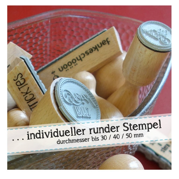 individueller GROSSER runder textstempel / logostempel / rundstempel - in deiner wunschgröße!!