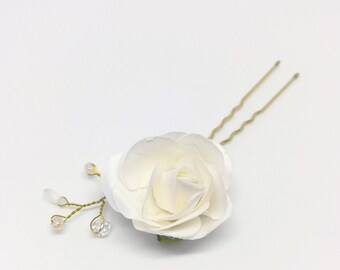 Braut Haarschmuck Haarnadel Rose ivory