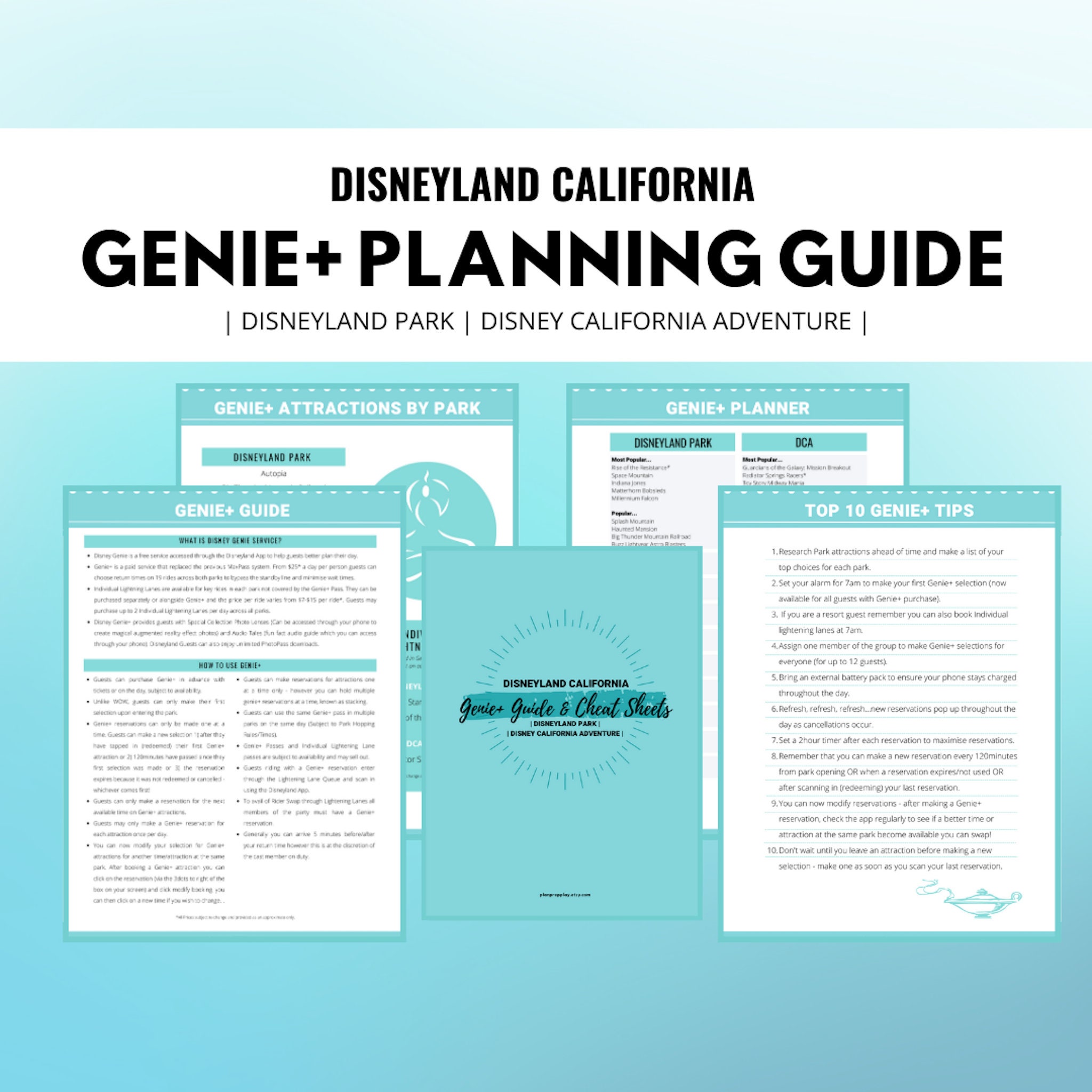 Disneyland Genie Guide Tips and Planner Genie (Instant Download) Etsy