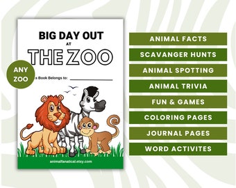 Big Day Out at The Zoo Activity Book | Generic Zoo Activity Book | Family Day Out Activities | Instant PDF Download