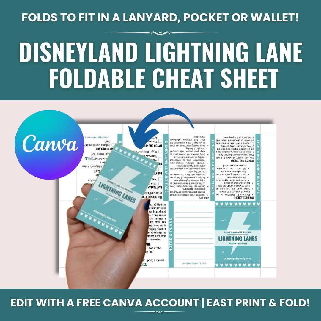 Disneyland Foldable Lightning Lane Cheat Sheet | DL Anaheim | Personal ...