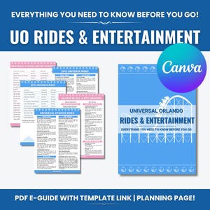 Editable Universal Orlando Rides & Entertainment E-Guide Template | All 3 Parks incl Epic Universe | FREE Updates for 1 Year