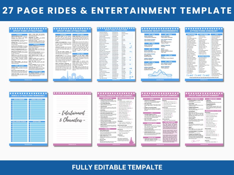 Fun Rides Template Disney World Rides & Entertainment Guide | Editable Canva Template | 4 ...