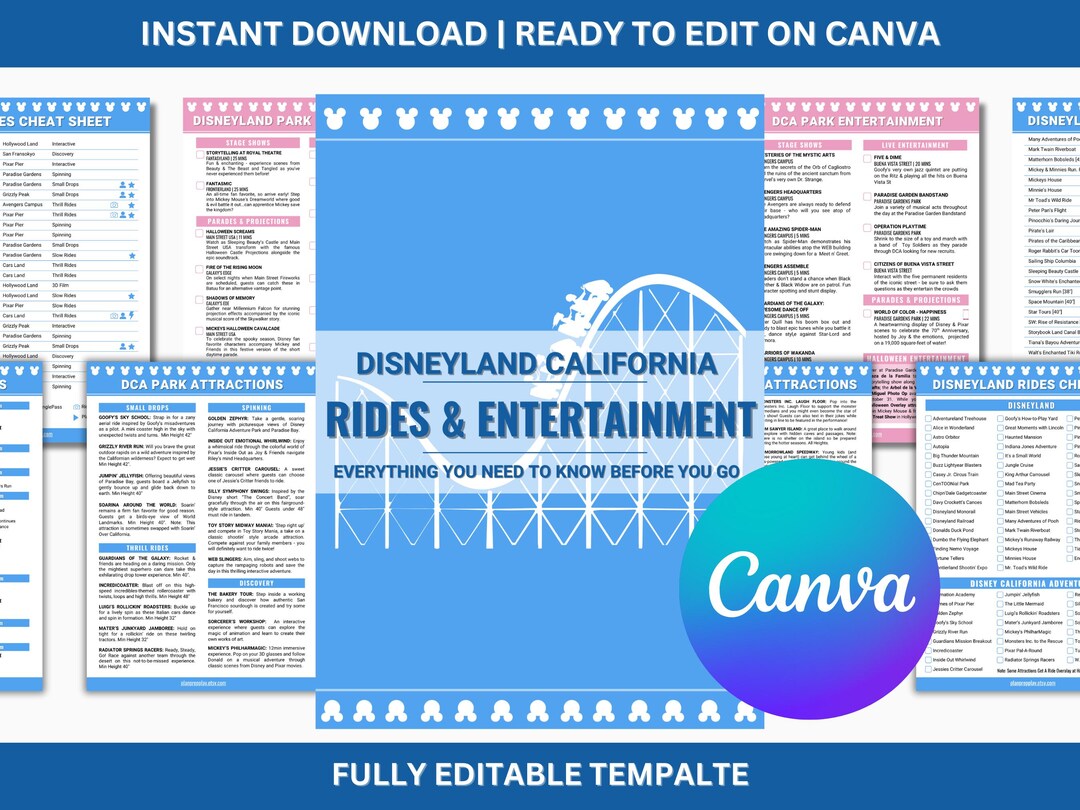 Fun Rides Template Editable Disneyland Rides & Entertainment Guide With Editable Template ...