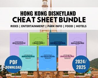 Hong Kong Disneyland Ultimate Cheat Sheet Bundle | Rides, Entertainment, Restaurants, Snacks, Premier Access, Park Guides, Accommodation