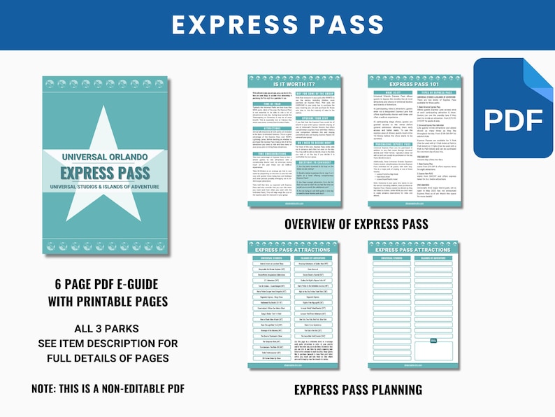 2026-2027 Universal Orlando Vacation Planner PDF | Original Design | 3 Parks | Rides, Entertainment, Dining, Express Pass | Free Update image 7