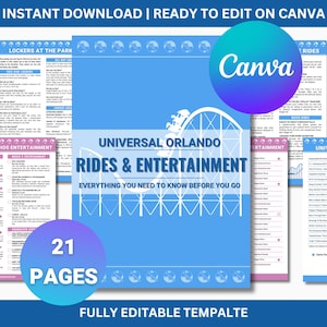 Universal Orlando Rides & Entertainment Guide | Editable Canva Template  | 3 Parks | FREE Updates for 1 Year | UO Planning 2025-2026