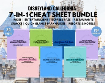 Disneyland Ultimate Cheat Sheet Bundle | Rides, Entertainment, Restaurants, Snacks, Genie+, Park Guides, Accommodation