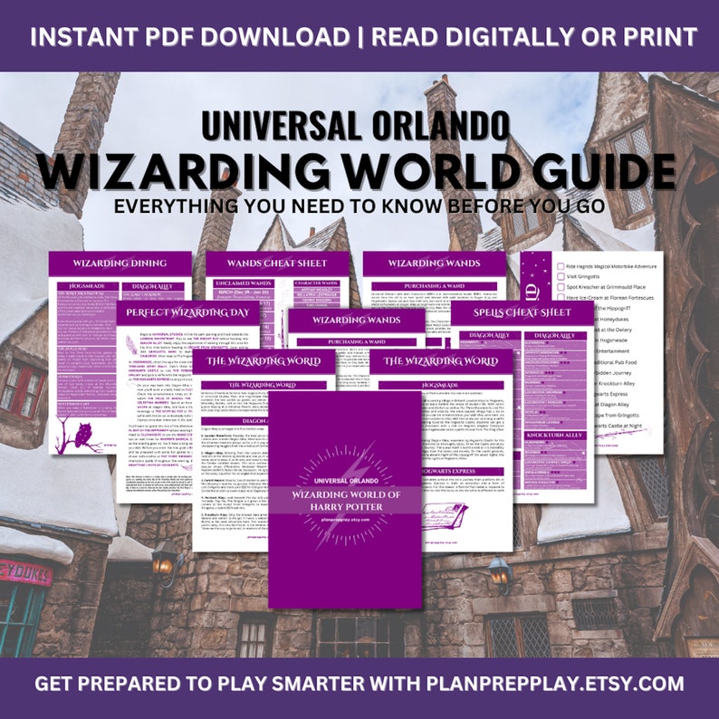 Wizarding World Guide, Games, Cheat Sheets Universal Studios Orlando