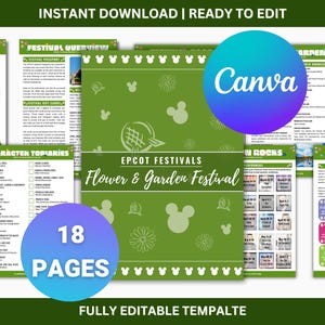 WDW Flower & Garden Festival E-Guide Canva Edtiable Template 2026 | Disney World Festivals | Ready to Edit | FREE Updates for 1 Year