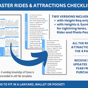 Editable WDW Master Rides & Attractions Checklist Template | Foldable ...