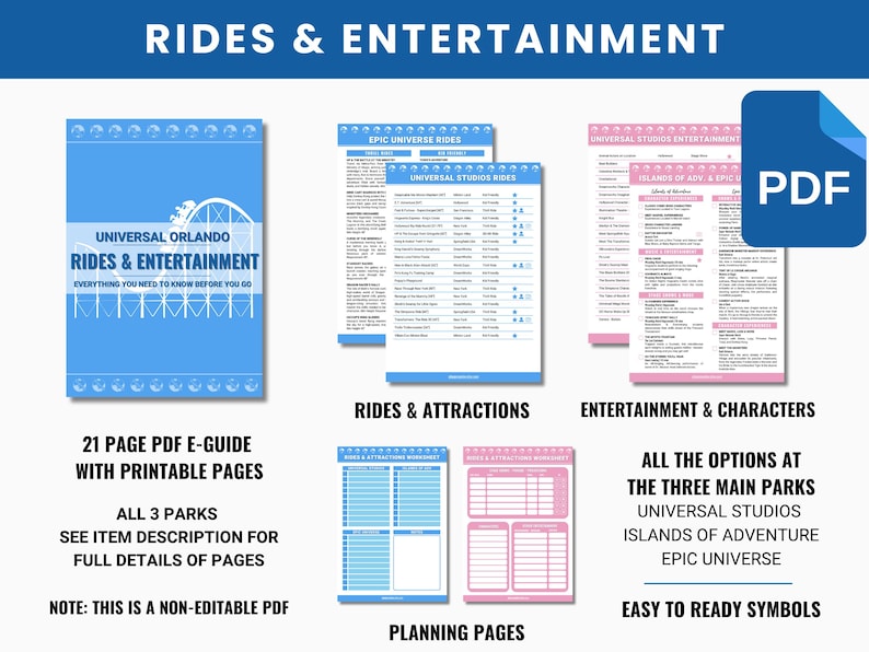 2026-2027 Universal Orlando Vacation Planner PDF | Original Design | 3 Parks | Rides, Entertainment, Dining, Express Pass | Free Update image 5