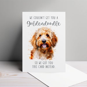 No pudimos conseguirte una tarjeta de cumpleaños divertida de Goldendoodle para amantes de los perros. Regalo memorable para los entusiastas de los perros. Tarjeta de felicitación personalizada de cumpleaños de 5x7 de nuestra parte.