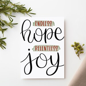 Tarjeta navideña "Esperanza infinita, alegría incesante", saludos de temporada y alegría festiva - Tarjeta de felicitación personalizada de 5x7 con sobre y personalización