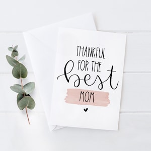 Cartão de agradecimento "Grato pela melhor mãe" - Dia das Mães - Cartão de felicitações personalizado 5x7 com envelope e personalização