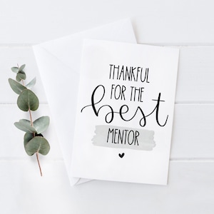 Carte de remerciement pour l'Action de grâces, remerciements pour le meilleur mentor - Carte de voeux personnalisée 5 x 7 avec enveloppe et personnalisation