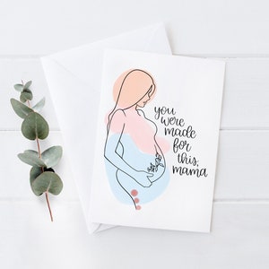 Vous êtes fait pour cette maman grossesse Inspiration dessin au trait pour une fête de naissance stimulante - Carte de voeux personnalisée 5 x 7 avec enveloppe