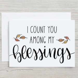 Carte de remerciement manuscrite Thanksgiving Je vous compte parmi mes bénédictions - Carte de voeux personnalisée 5 x 7 avec enveloppe et personnalisation