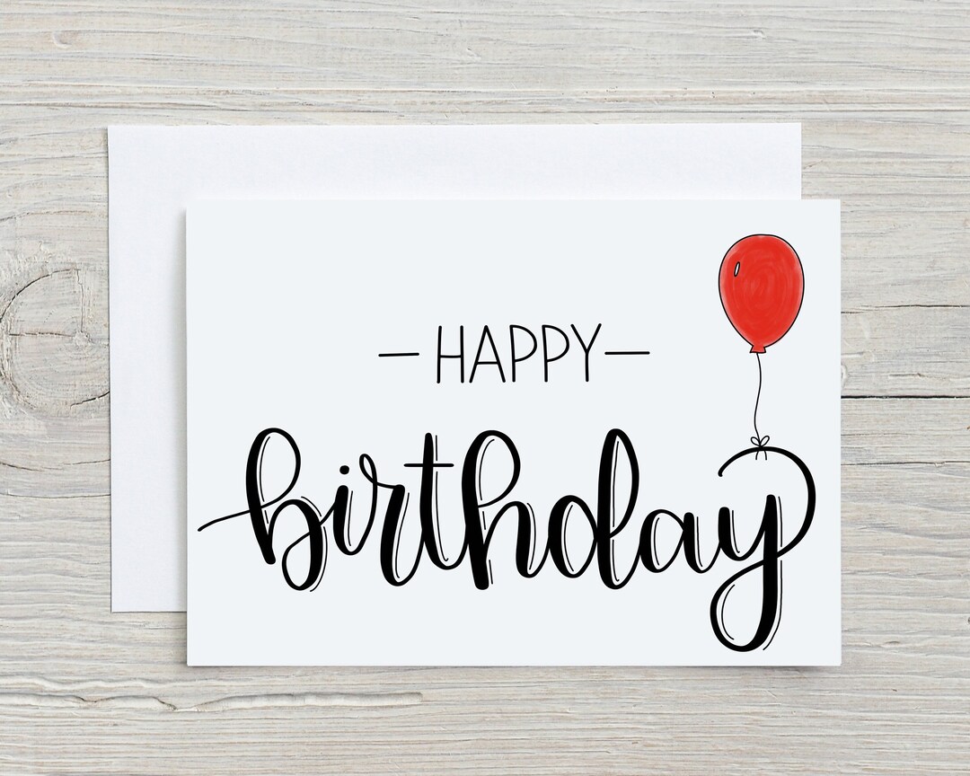 Happy Birthday Simple, Modern Birthday Card 5x7 Greeting Card Hand ...