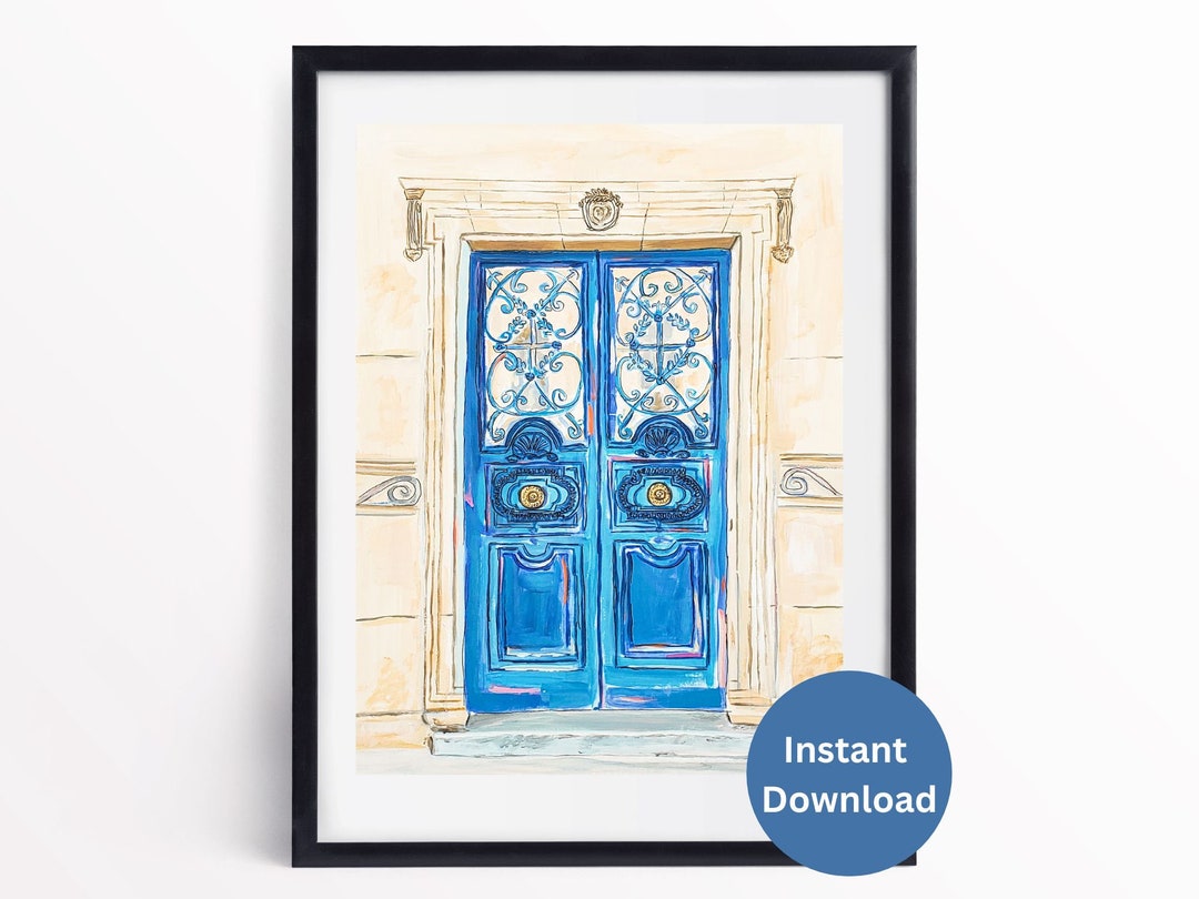 Wall Art Paris Art Decor Printable Art Blue Art Blue Door - Etsy