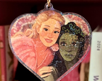 Elphaba and Glinda - Wicked Popular - Flower Pattern Holographic Acrylic Keychain