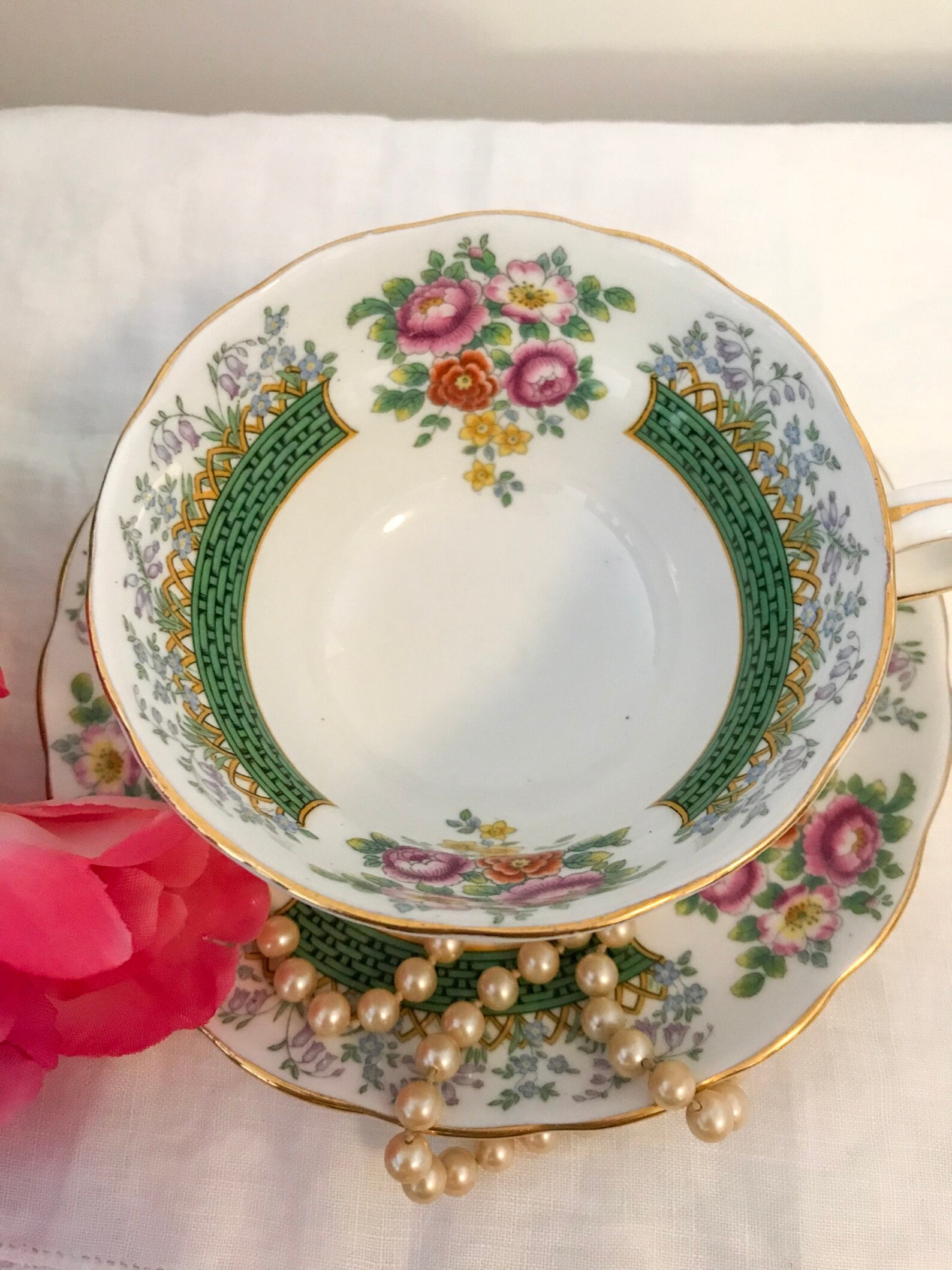 GROSVENOR Copeland Chatsworth Bone China Tea Set Tea Cup and Etsy
