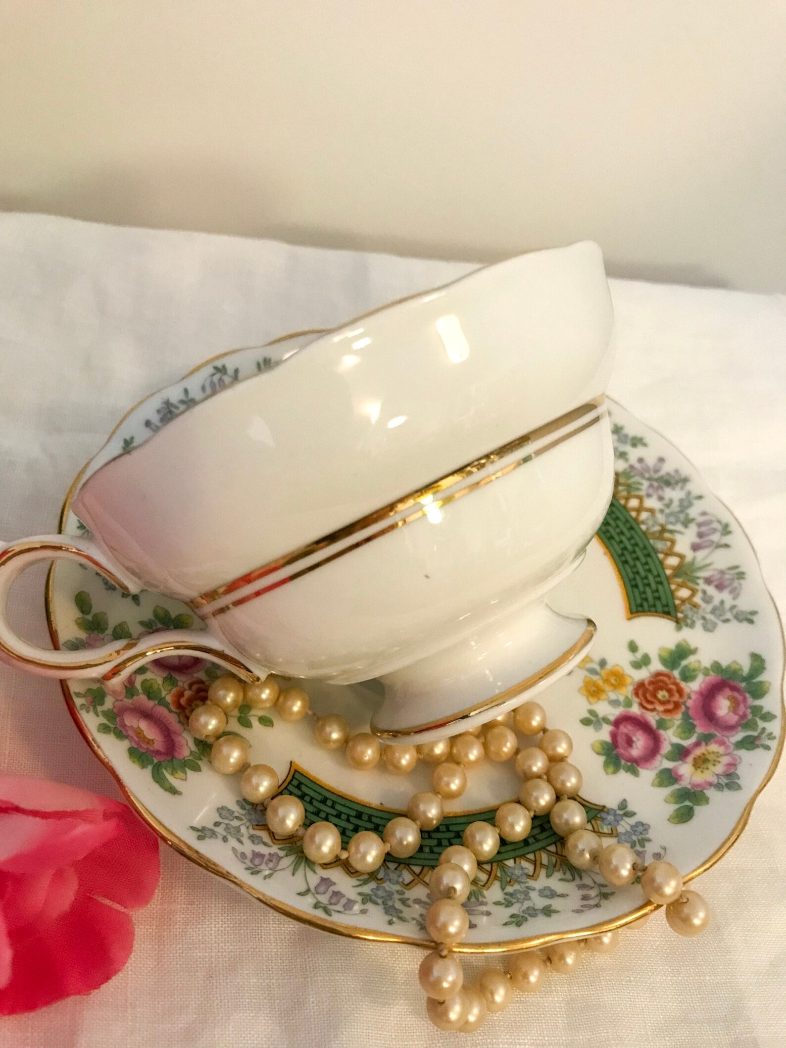 GROSVENOR Copeland Chatsworth Bone China Tea Set Tea Cup and Etsy