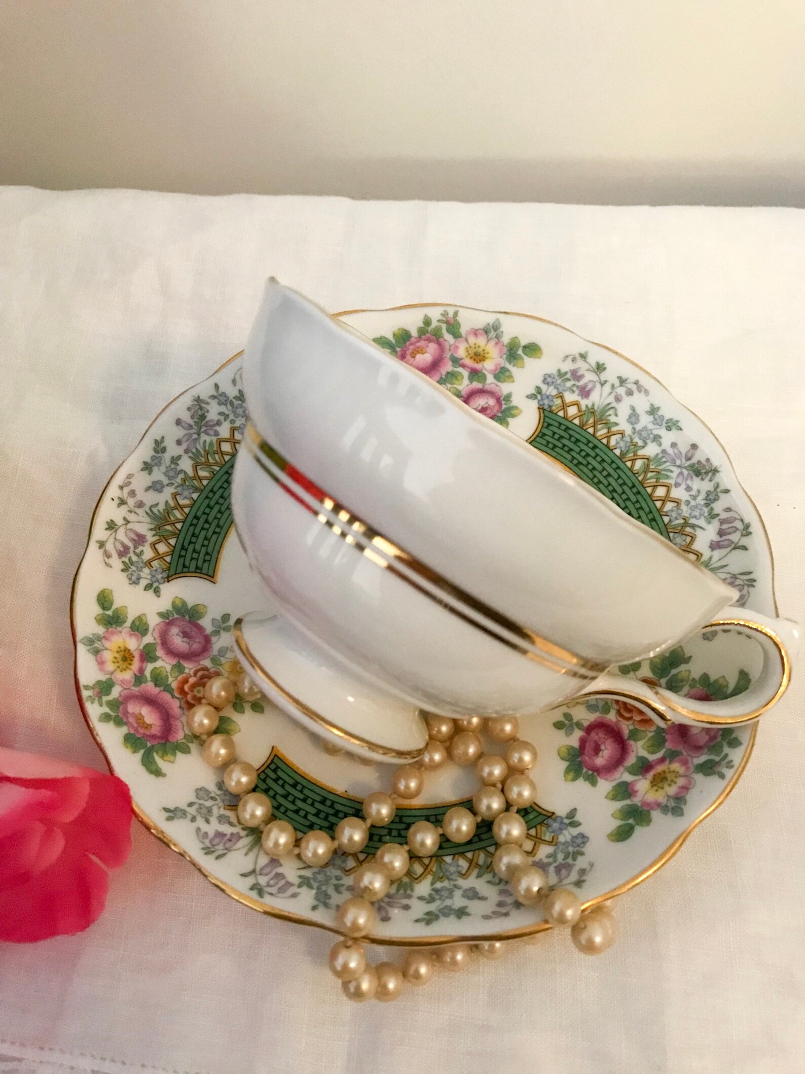 GROSVENOR Copeland Chatsworth Bone China Tea Set Tea Cup and Etsy