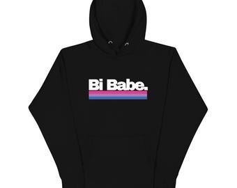 Bi Babe Hoodie | Bisexual Pride Flag Color Unisex Sweatshirt