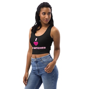 Lgbtq I Heart Bad Bitches Crop Top (pink/black) LGBTQ Pride Funny Humor sayings gay Bisexual lesbian Tiktok Sexy fashion shirt