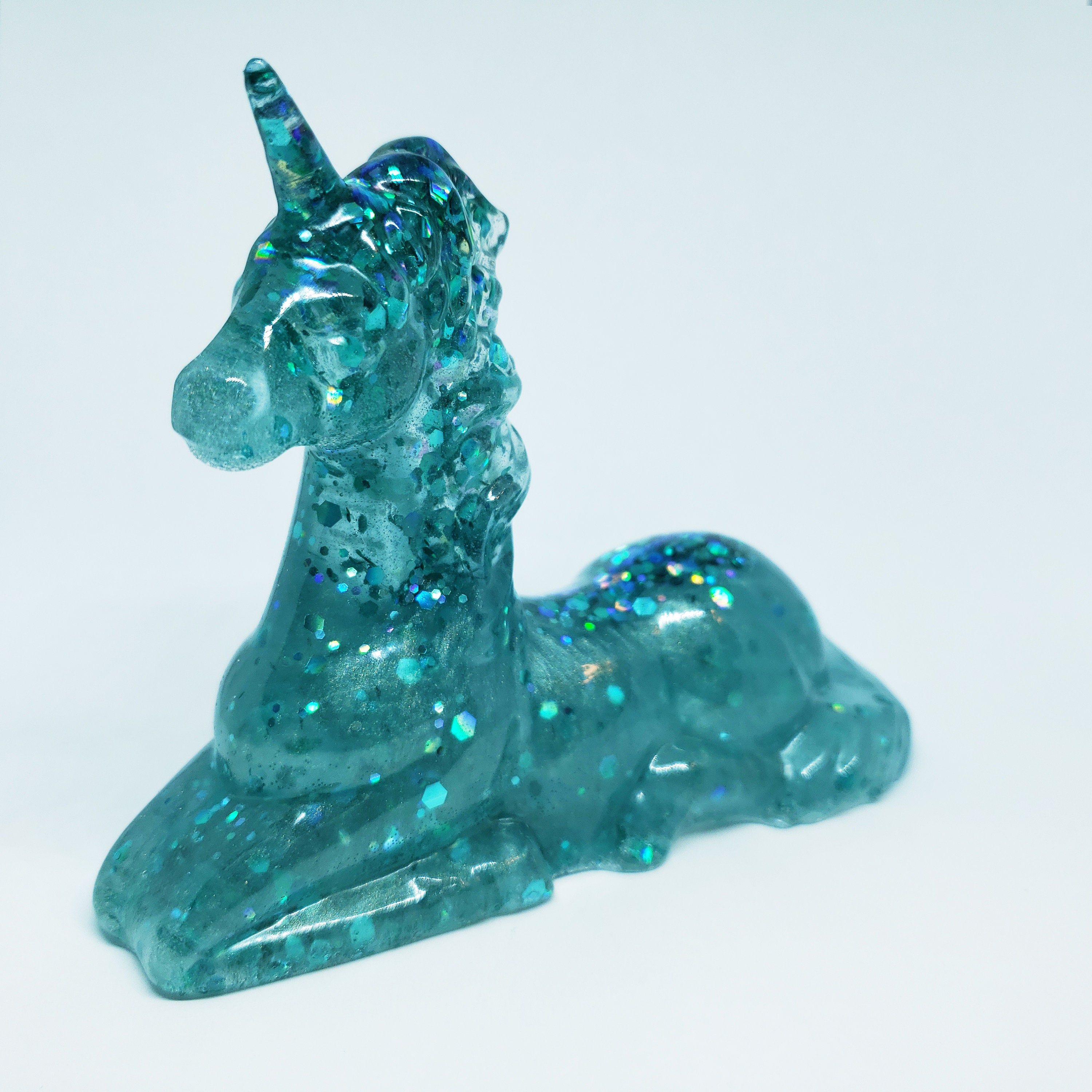 Teal Shimmering Resin Unicorn Magical Unicorn Figurine Etsy