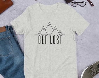 Get lost hiking camping outdoors t shirt van life granola