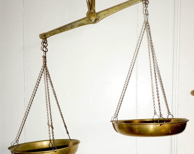 Vintage Brass Balance Scale * Hanging Scale Decor * Mid Century ...