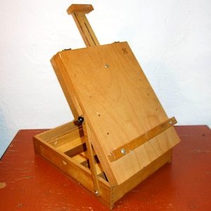 cavalete de caixa de tinta de madeira talens vintage * estojo de mesa para artista * armazenamento de desenhos * portátil para viagem