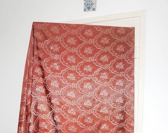 vintage italian silk jacquard bedspread * rose pink damask * floral brocade coverlet