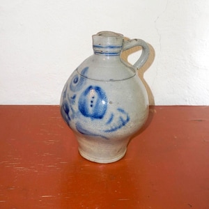 antique westerwald bembel * cobalt blue and white decor * salt-glazed jug * german stoneware * keulse pot * large rustic vase * sculptural