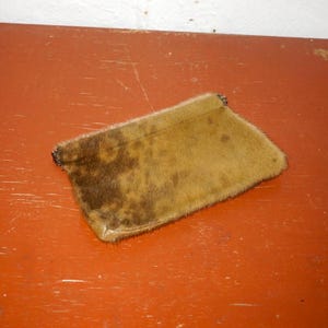 Monedero vintage de piel de vaca * Monedero de piel natural * Cartera con cremallera de piel peluda * Accesorio rústico folk * Bolsa de tabaco * Cowboy western