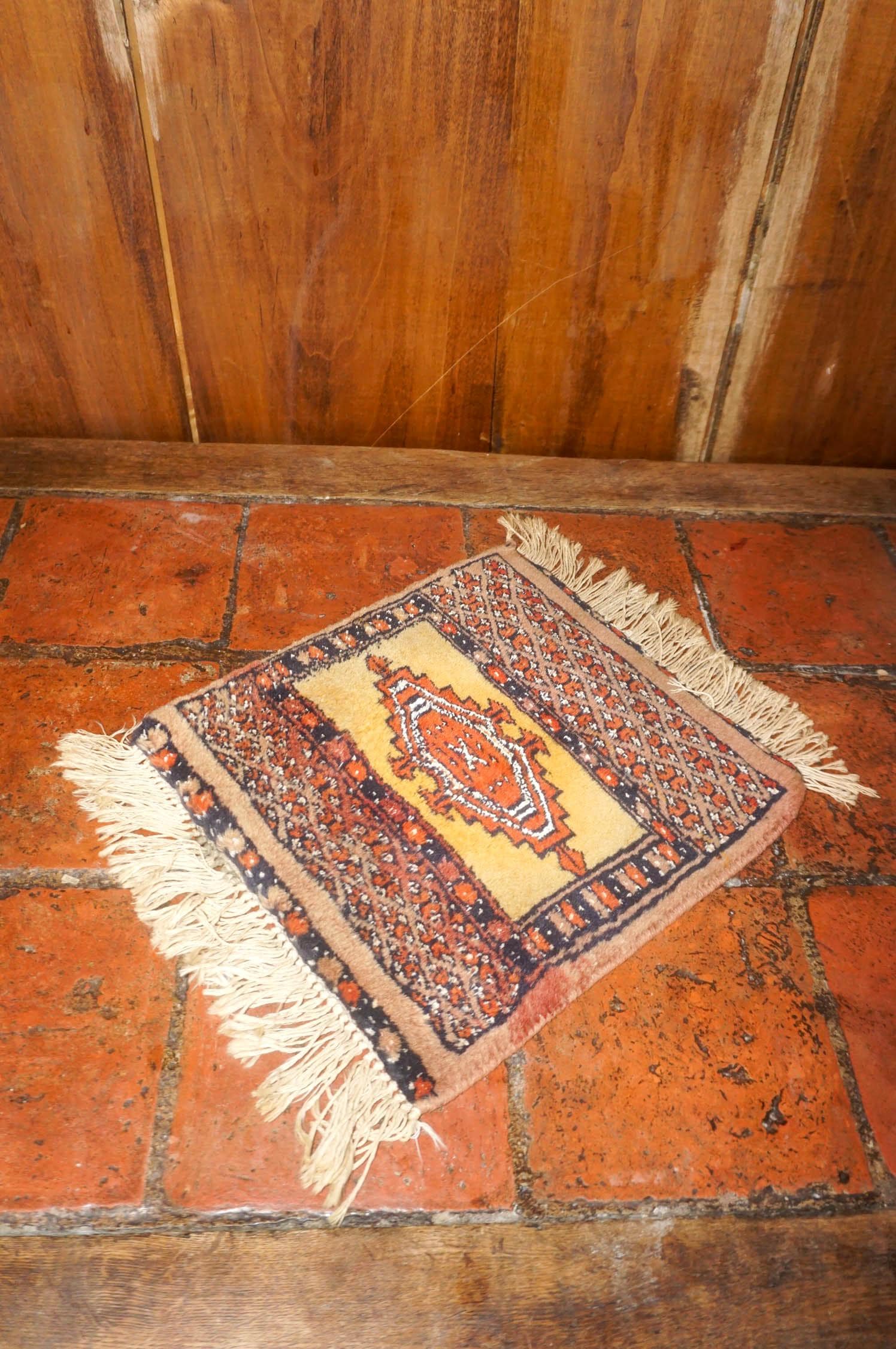 Small Persian Rug Use Small Persian Tribal Rug * Hand-knotted Wool Mat * Geometric Warm-tone ...