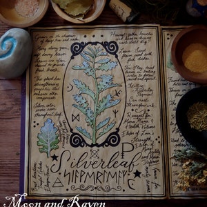 Silverleaf Alchemy Page, Herbalist Book of Shadows, World of Warcraft Role Play, Herb Grimoire, DIGITAL DOWNLOAD, WoW Gift, Second Page