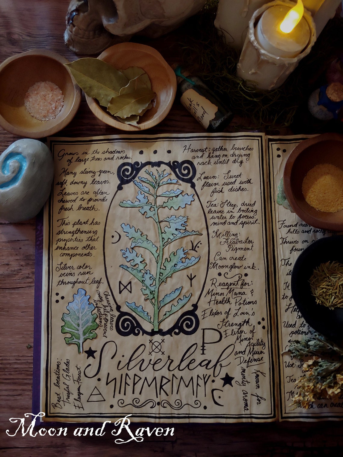 Silverleaf Alchemy Page, Herbalist Book of Shadows, World of Warcraft