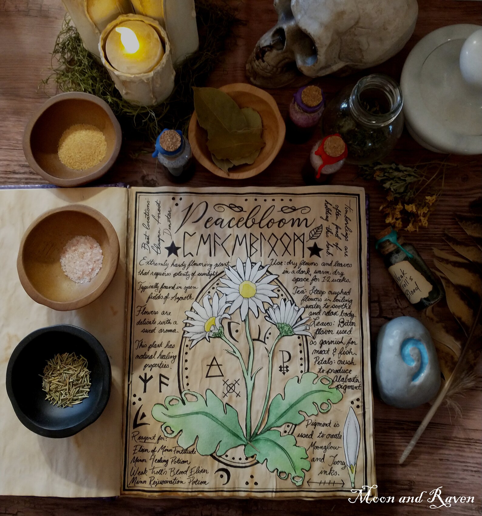 Peacebloom Alchemy Page Herbalist Book of Shadows World of Etsy