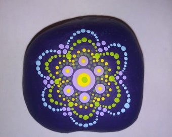 Paperweight painted stone in Mandala style