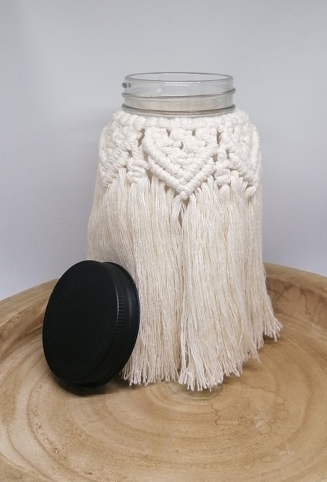 Macramé Glass Jar / Vase or Bulk Container Etsy