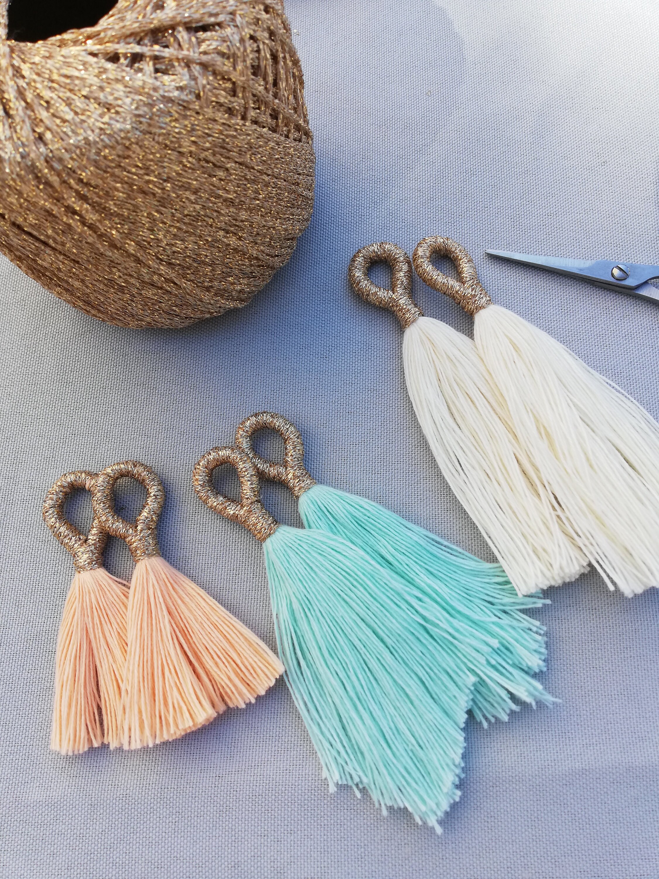 Pair of fancy combed cotton earrings Etsy