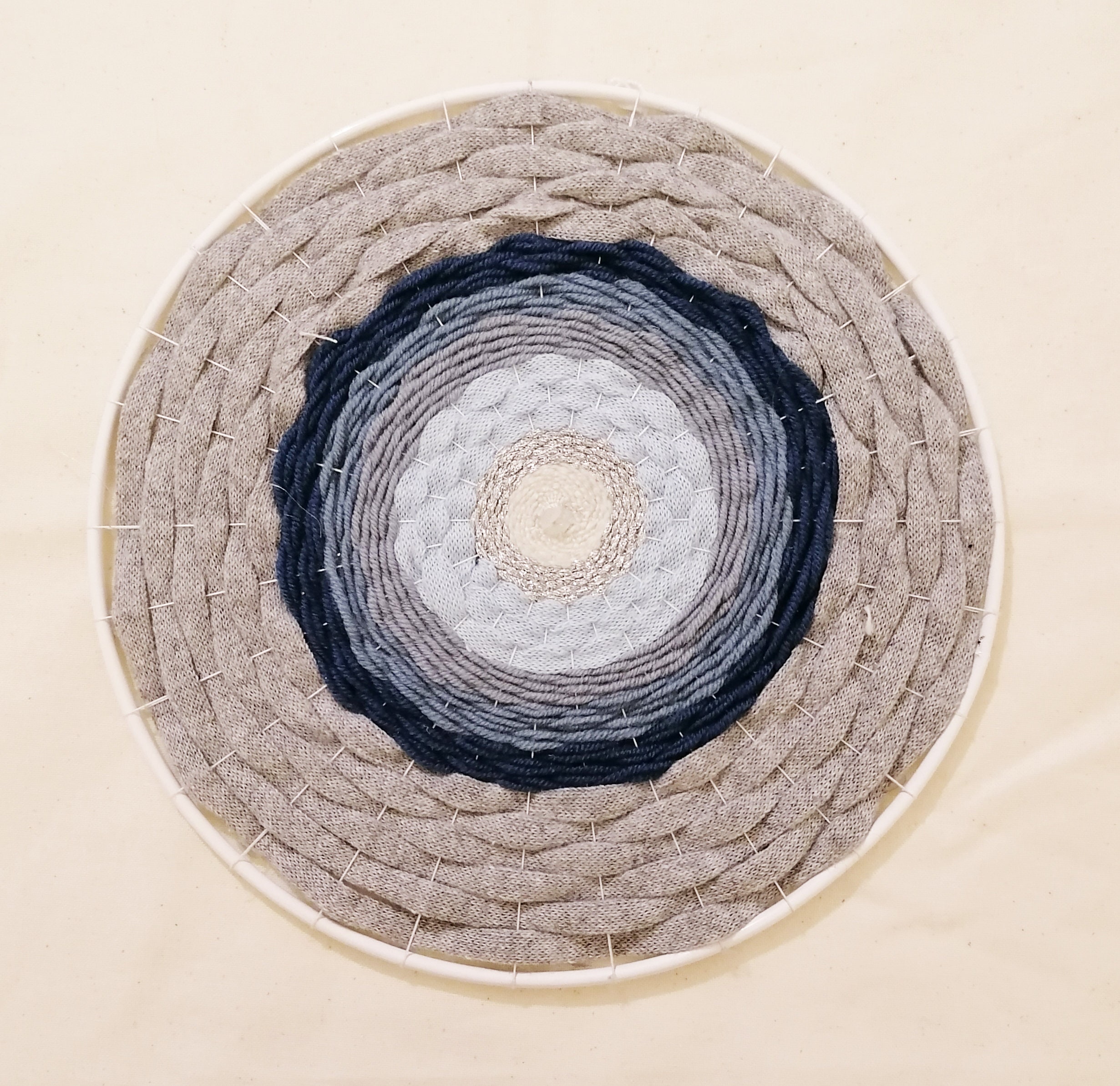 Tissage Circulaire Tons Bleu - Gris Argenté